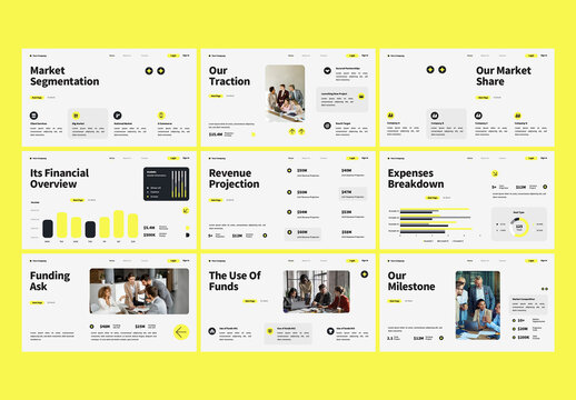 White Yellow Modern Investor Pitch Deck Presentation
