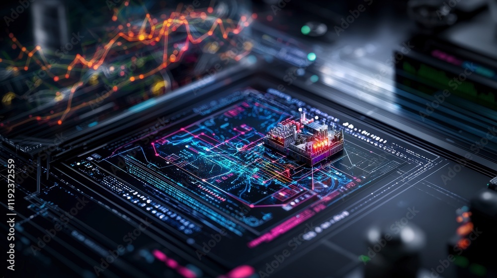 Poster peak energy electricity forecast analysis digital lab infographic high-tech environment informative 