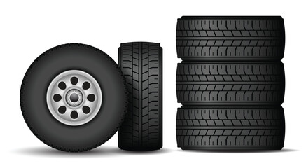 Set illustration of Realistic Car Tire Tread Patterns isolated 