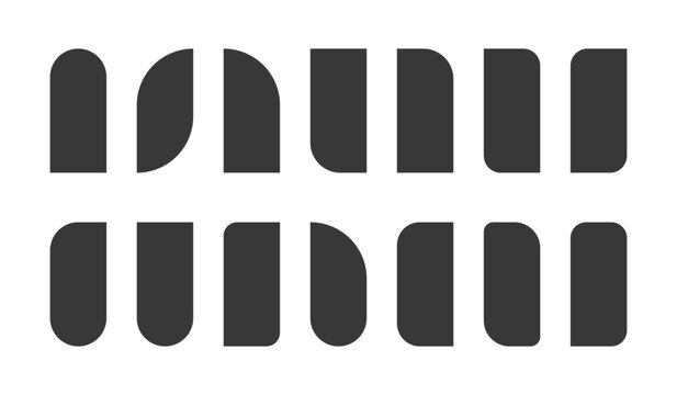 Arch geometric shapes silhouettes, Swiss design aesthetic. Bauhaus memphis design, Vector graphics.