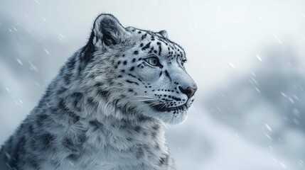 Majestic Snow Leopard in Winter Wonderland: A Stunning Wildlife Portrait