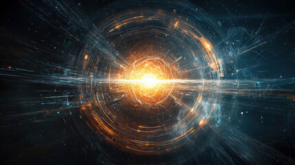 Obraz premium luminous energy flow radiates from central point, creating dynamic patterns