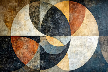 "Intersecting Realms: A Vintage-Inspired Abstract Design