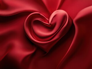 Obraz premium Elegant Red Silk Heart on Flowing Fabric Background