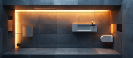 Modern Minimalist Bathroom Design with Warm LED Lighting