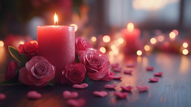 Romantic candlelight setting for a cozy Valentine's Day celebration