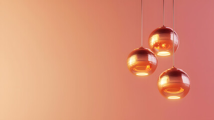 Modern pendant lights in warm glow cozy interior space photography soft background aesthetic design
