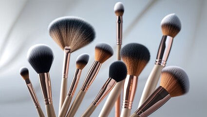 makeup brushes on white