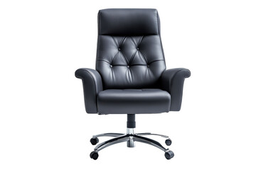 Fototapeta premium Elegant black ergonomic office chair on a white background capturing modern design aesthetics