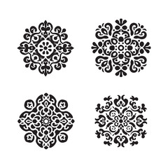 Set silhouette of Eastern European ornament for use design background, printed products. vector illustration
