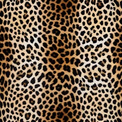 Fototapeta premium Leopard tiger skin seamless pattern texture print on white background