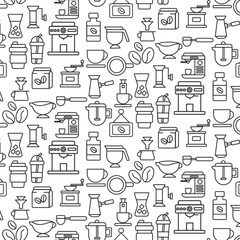 barista icon doodle seamless pattern