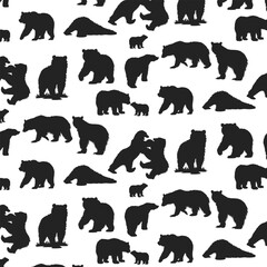 bear silhouettes vector icon seamless pattern