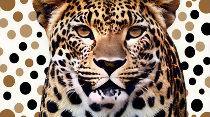 Naklejka premium Leopard on watercolor background 