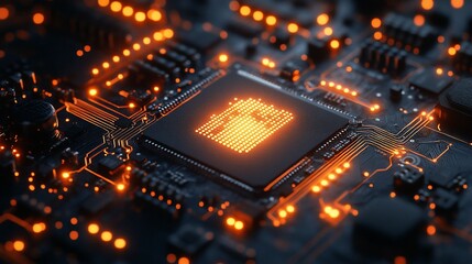 Obraz premium Illuminated Circuit Board: Microchip Technology