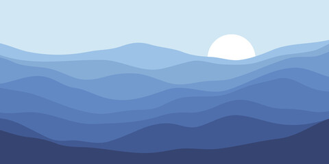 Mountain colors, translucent waves, sunset, abstract glass shapes, modern background, design vector illustration