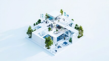 Virtual event planning environment focused on security modern digital workspace interactive design collaborative space future-oriented view