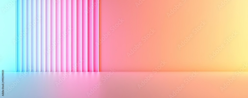 Poster Vivid gradient concept. Vibrant abstract background with colorful lines and smooth reflective surface.