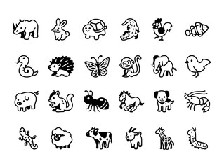 Animal icon set in outline style