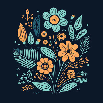 Adobe Illustrator Artwork Colorful flower india or asian type