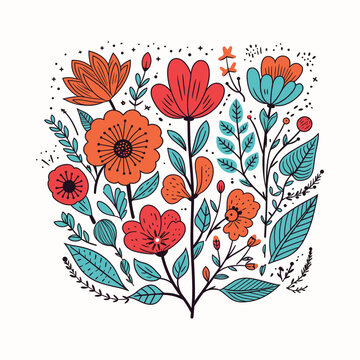 Adobe Illustrator Artwork Colorful flower india or asian type