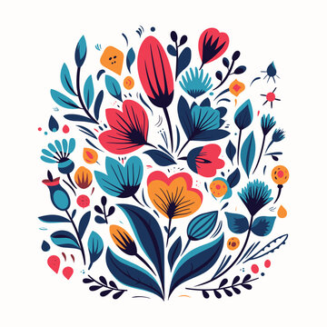 Adobe Illustrator Artwork Colorful flower india or asian type