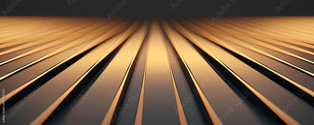 Poster Minimal symmetry idea. Abstract image of warm metallic lines creating a rhythmic, modern visual pattern.