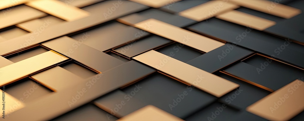 Poster Minimal symmetry idea. Close-up of a modern geometric pattern with a mix of metal and shadow textures.