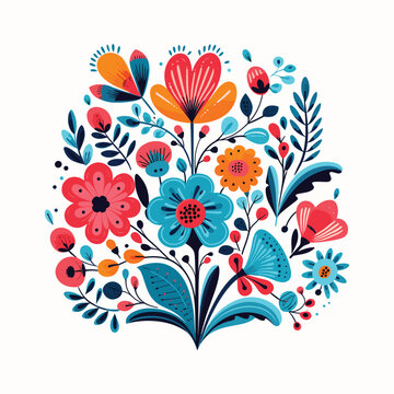 Adobe Illustrator Artwork Colorful flower india or asian type