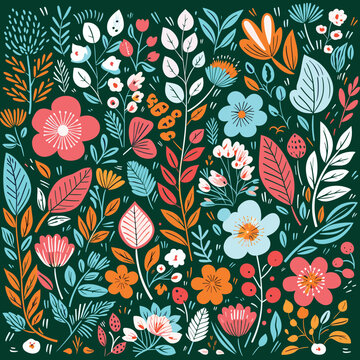 Adobe Illustrator Artwork Colorful flower india or asian type