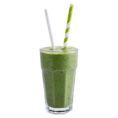 Vibrant glass of green smoothie with colorful straws perfect for health enthusiasts and nutrition lovers