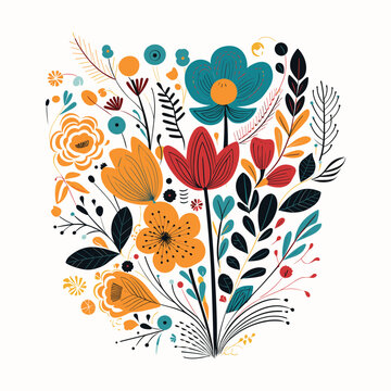 Adobe Illustrator Artwork Colorful flower india or asian type