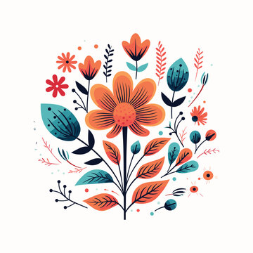 Adobe Illustrator Artwork Colorful flower india or asian type