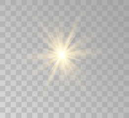 Transparent yellow sunlight special lens flash light effect. Front solar flare lenses