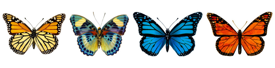 Colorful butterflies png cut out element set, transparent background