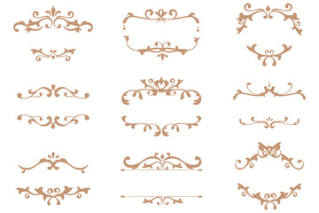 English ornaments frame sticker png art deco set