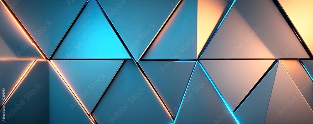 Poster Minimal symmetry idea. Abstract geometric triangle pattern with dynamic colors and modern design.