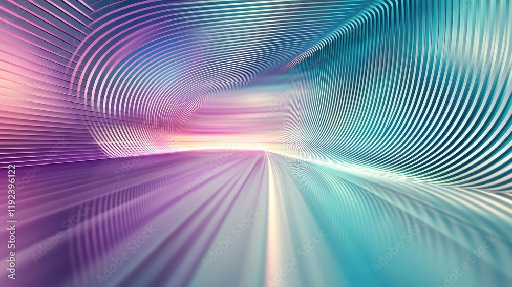 Poster Symmetry gradient concept. Abstract digital background with vibrant colors and dynamic lines creating motion.