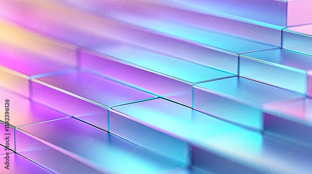 Aufkleber Symmetry gradient concept. Vibrant abstract design featuring colorful layered 3D blocks with a smooth gradient.