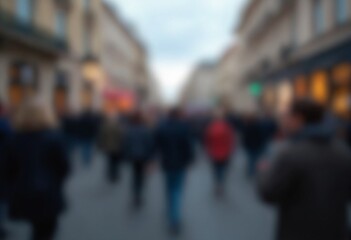 Blurred crowd of unrecognizable at the street - Abstract background