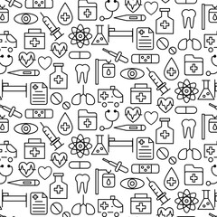 medical healthy icon doodle seamless pattern
