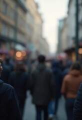 Blurred crowd of unrecognizable at the street - Abstract background