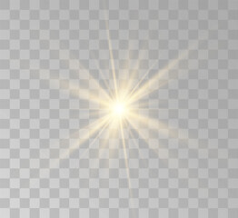 Transparent yellow sunlight special lens flash light effect. Front solar flare lenses