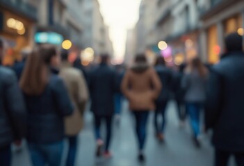 Blurred crowd of unrecognizable at the street - Abstract background
