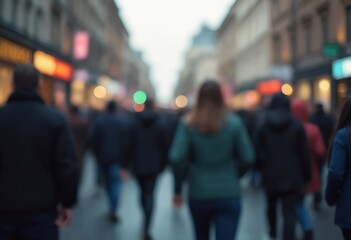 Blurred crowd of unrecognizable at the street - Abstract background