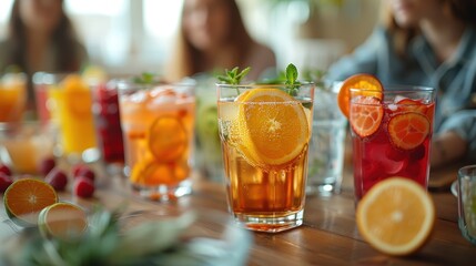 A Vibrant Table Spread with Colorful Drinks Perfect for a Summer Family Gathering Celebration!