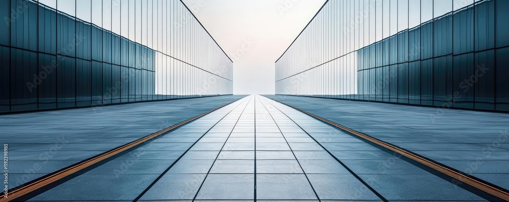 Poster minimal symmetry idea. modern architecture with sleek lines, glass facades, and a minimalistic desig