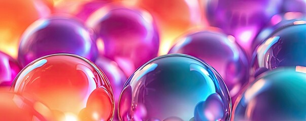 Vivid gradient concept. Colorful transparent spheres with vibrant hues create a mesmerizing abstract pattern.