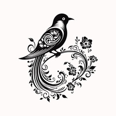 Flower sketch and tree vector shapes designs