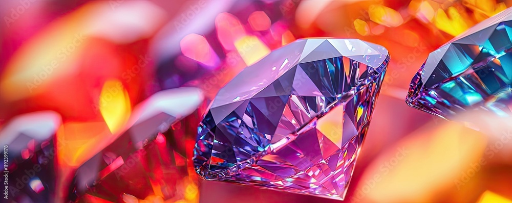 Poster vivid gradient concept. vibrant and colorful diamonds sparkles in light, showcasing various hues and
